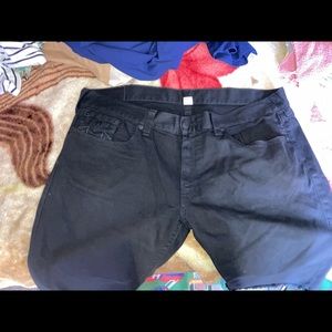 True religion black shorts with white thread